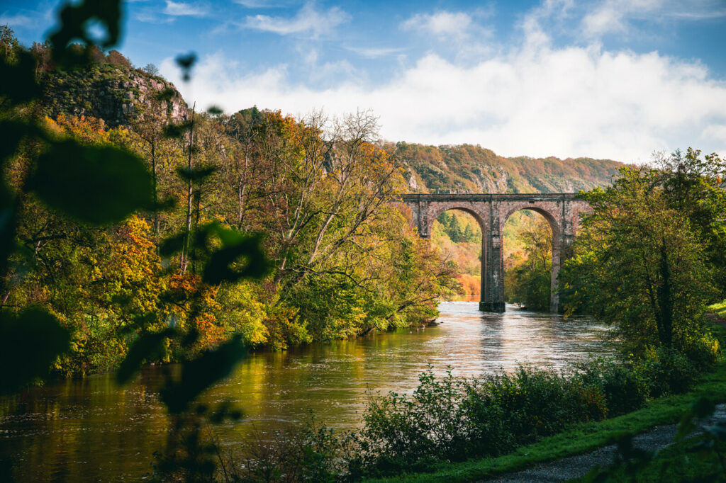 Viaduc du Vey traversant l'Orne en pleine forêt