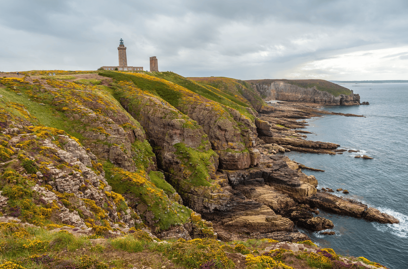 Photo du Cap Fréhel avec le Phare au fond au loin. Meilleurs Spots Photo en Bretagne